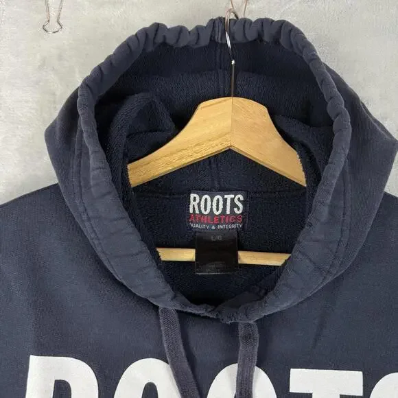 Vintage Roots Canada Hoodie Athletics Flag Logo Men Size Large Fleece Navy Y2K - Picture 4 of 9